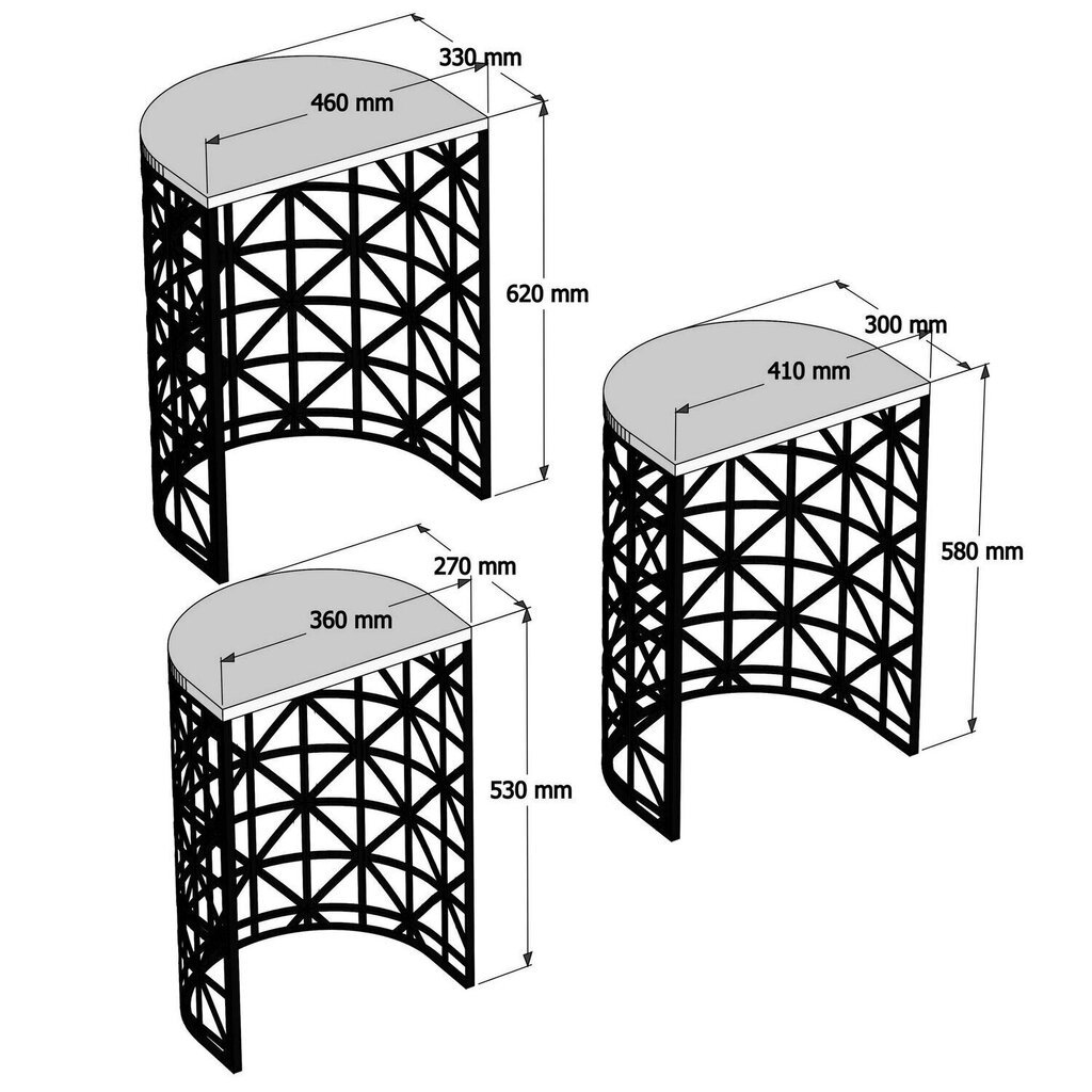 3-osaline kohvilaua komplekt Kalune Design 845(IV), mitmevärviline hind ja info | Diivanilauad | hansapost.ee