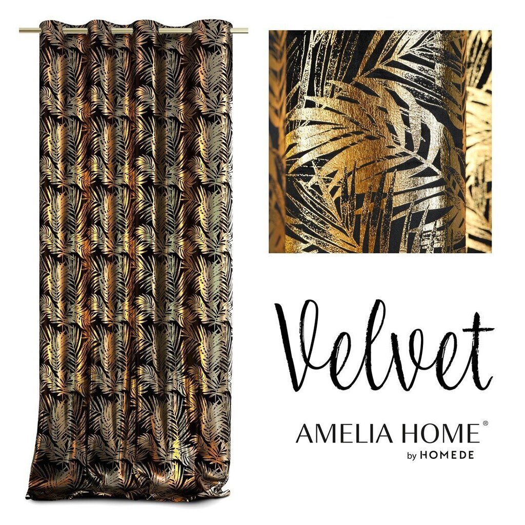 AmeliaHome kardin Velvet Golden Leaves hind ja info | Kardinad | hansapost.ee