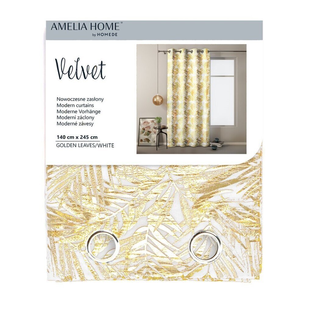 AmeliaHome kardin Velvet Golden Leaves цена и информация | Kardinad | hansapost.ee