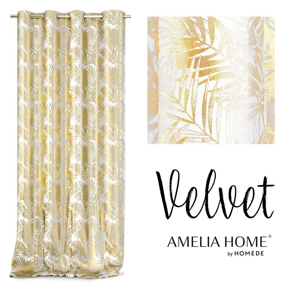 AmeliaHome kardin Velvet Golden Leaves цена и информация | Kardinad | hansapost.ee