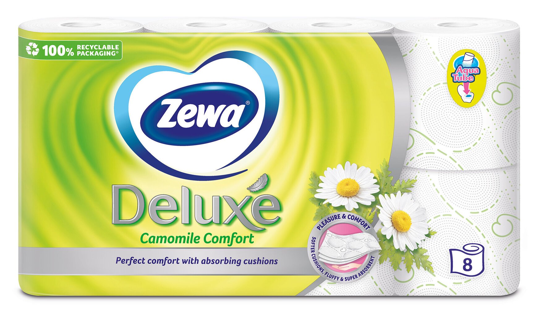 Tualettpaber ZEWA Deluxe White Camomile, 3 kihiline, 8 rulli цена и информация | WC-paber ja majapidamispaber | hansapost.ee