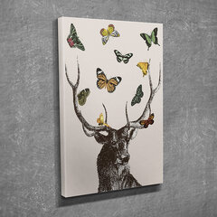 Репродукция на холсте Олень с бабочками цена и информация | Настенные деревянные декорации | hansapost.ee