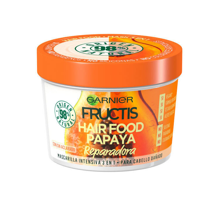 Juuksemask Garnier Fructis Hair Food Papaya 3-in-1, 390 ml  hind ja info | Juuksemaskid, õlid ja seerumid | hansapost.ee