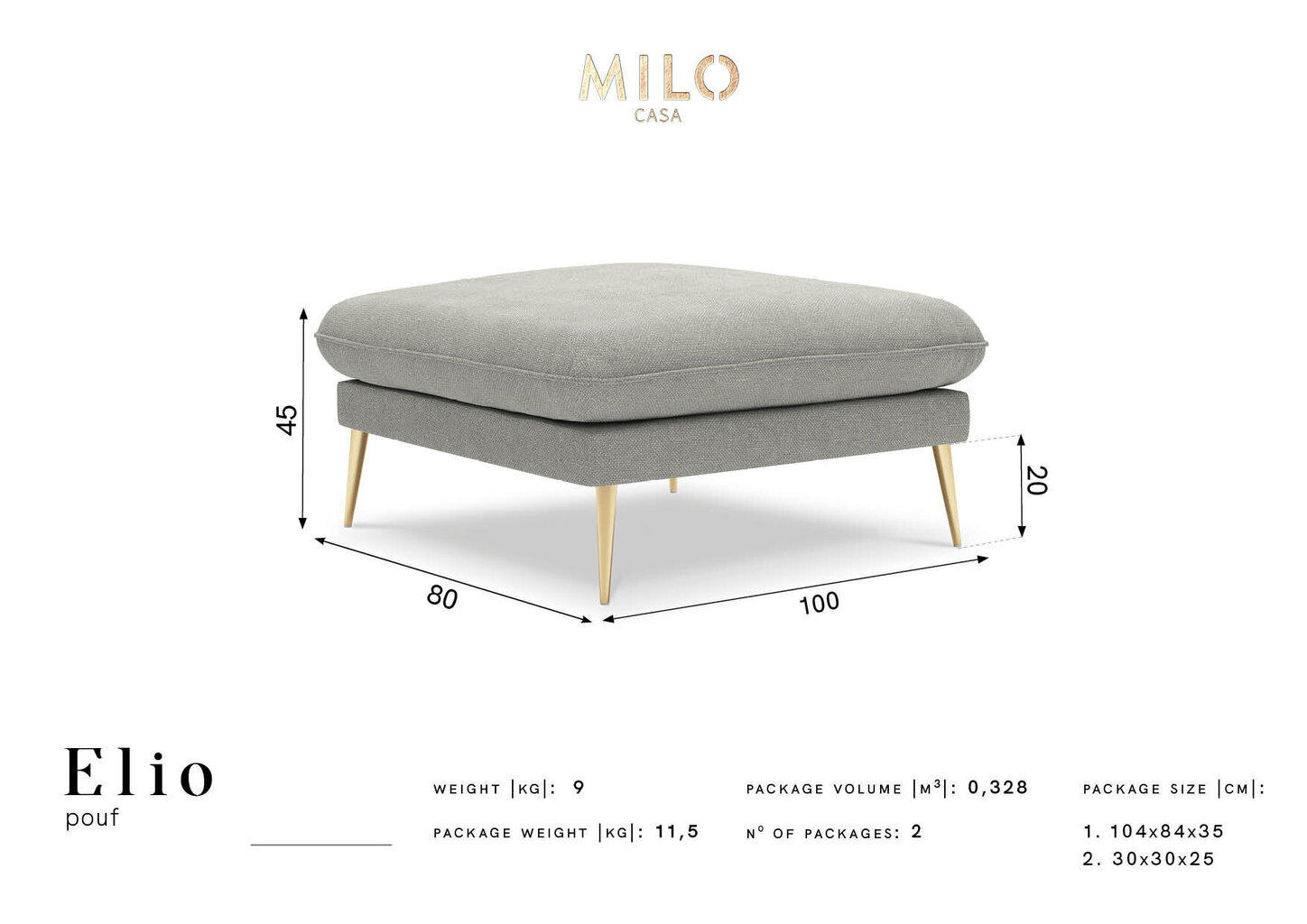 Tumba Milo Casa Elio, helebeež/kuldne hind ja info | Kott-toolid, tumbad, järid | hansapost.ee