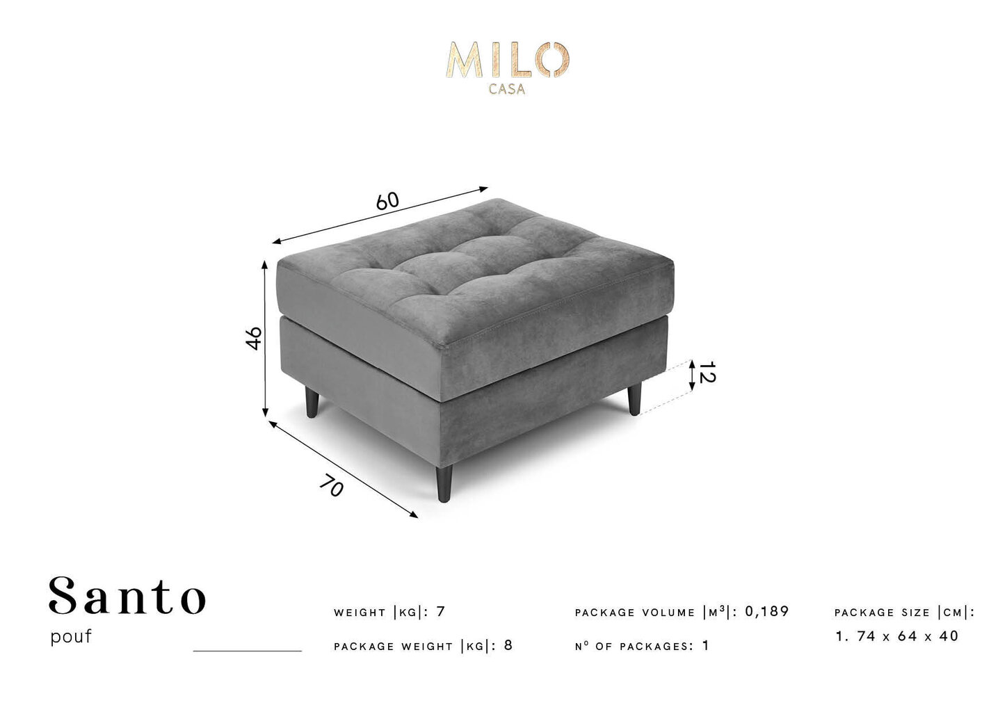 Tumba Milo Casa Santo,sinine/must hind ja info | Kott-toolid, tumbad, järid | hansapost.ee
