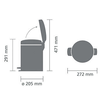 Pedaaliga prügikast 5l, NewIcon, must matt, Brabantia hind ja info | Prügikastid | hansapost.ee