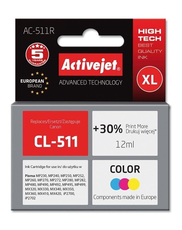 ActiveJet ink AC-511R Canon CL-511 Color hind ja info | Tindiprinteri kassetid | hansapost.ee