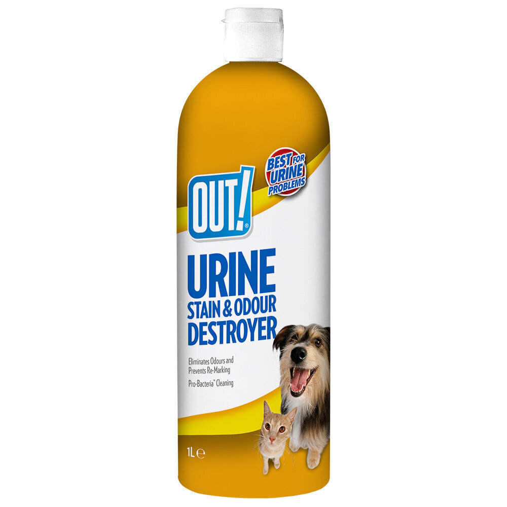 Out! lemmiklooma uriinilõhna ja -plekkide tõrjuja Urine Stain & Odour Destroyer, 1000 ml цена и информация | Hooldus/grooming | hansapost.ee