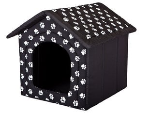 Лежак-конура Hobbydog R1 следы, 38x32x38 см, черный цена и информация | Лежаки, домики | hansapost.ee