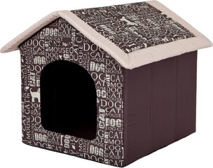 Лежак-будка Hobbydog R1 надписи, 38x32x38 см, коричневый цена и информация | Лежаки, домики | hansapost.ee