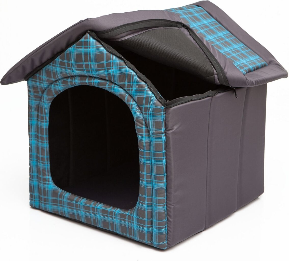 Maja-pesa Hobbydog R2 ruudud, 44x38x45 cm, hall/sinine hind ja info | Pesad, asemed | hansapost.ee