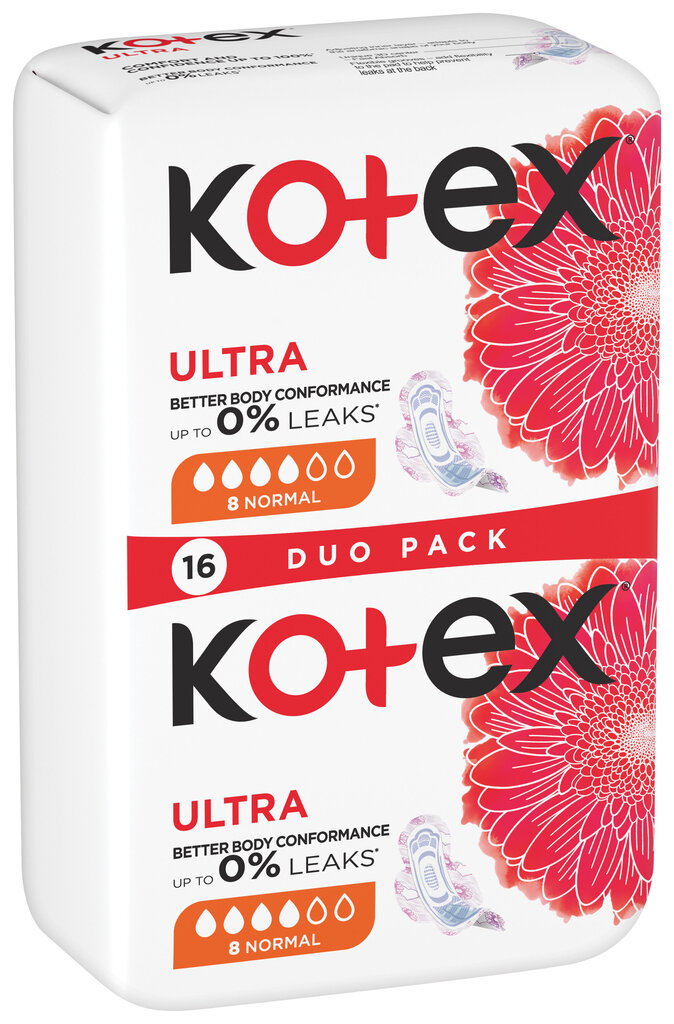 KOTEX Ultra hügieenisidemed Normal 16tk цена и информация | Tampoonid, hügieenisidemed ja menstruaalanumad | hansapost.ee