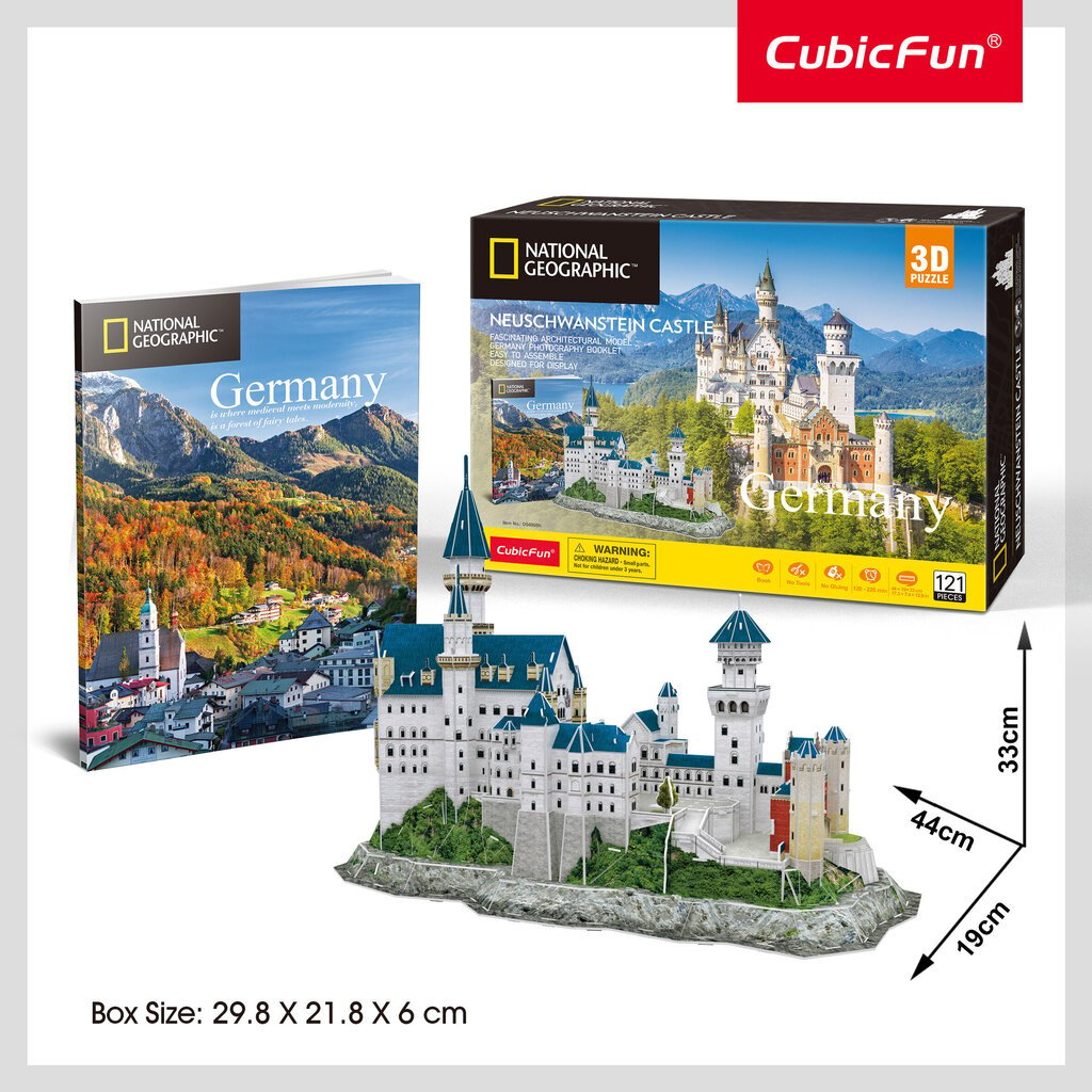 3D pusle CubicFun National Geographic Saksamaa Neuschwansteini loss, 121 tk. цена и информация | Pusled lastele ja täiskasvanutele | hansapost.ee