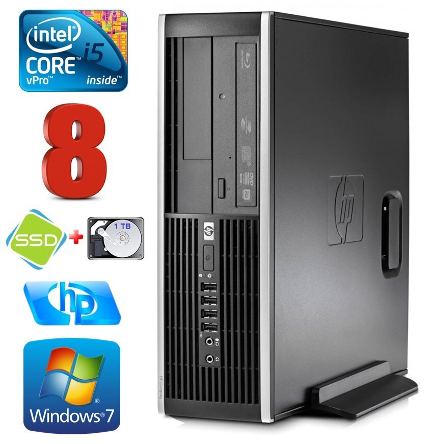 HP 8100 Elite SFF i5-650 8GB 120SSD+1TB DVD WIN7Pro цена и информация | Lauaarvutid | hansapost.ee