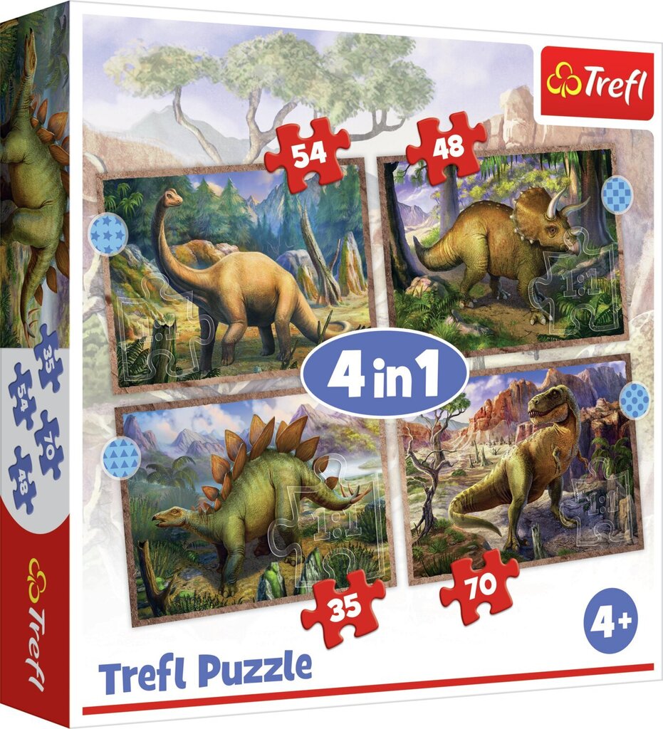 4 pusle komplekt "Dinosaurused" hind ja info | Pusled lastele ja täiskasvanutele | hansapost.ee