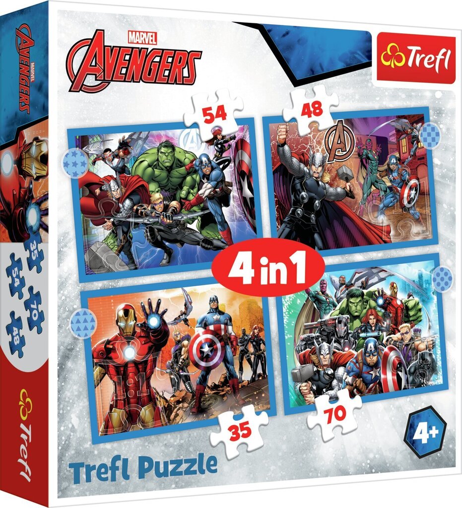 4 pusle komplekt "Avengers" Trefl цена и информация | Pusled lastele ja täiskasvanutele | hansapost.ee