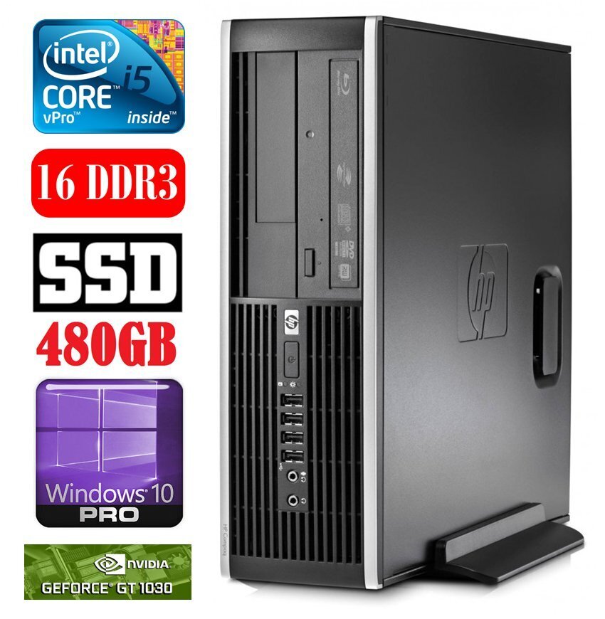 HP 8100 Elite SFF i5-650 16GB 480SSD GT1030 2GB DVD WIN10Pro цена и информация | Lauaarvutid | hansapost.ee