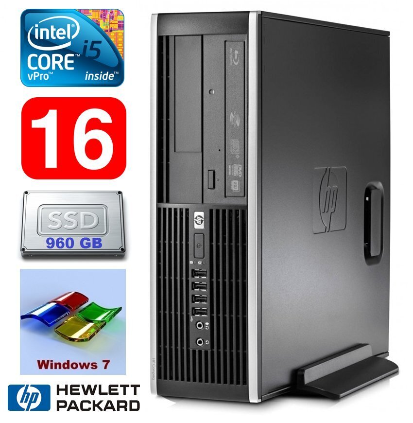 HP 8100 Elite SFF i5-650 16GB 960SSD DVD WIN7Pro hind ja info | Lauaarvutid | hansapost.ee