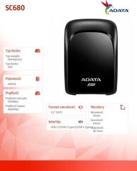 Внешний накопитель AData ASC680-480GU32G2-CBK цена и информация | Жёсткие диски (SSD, HDD) | hansapost.ee