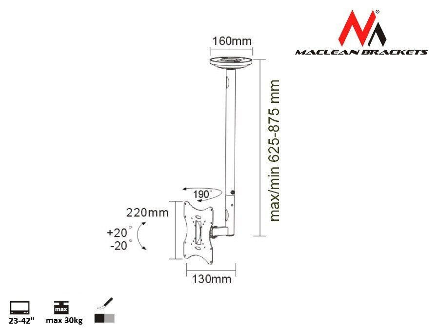 Telerikinnitus Maclean MC-504A B цена и информация | Teleri seinakinnitused ja hoidjad | hansapost.ee