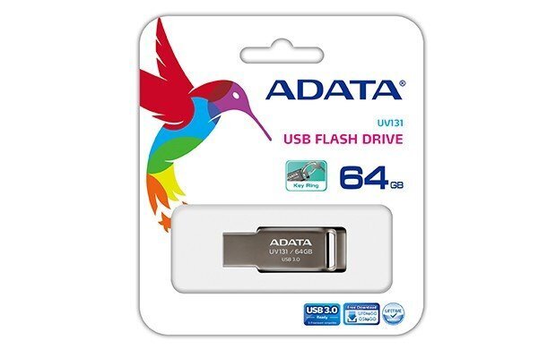 Mälupulk Adata UV131 64GB, USB 3.0, must hind ja info | Mälupulgad | hansapost.ee