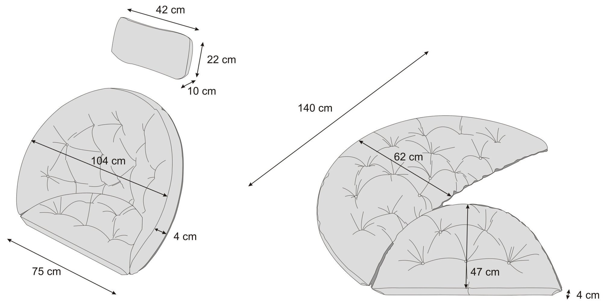 Padi rippuvale kiiktoolile Hobbygarden Luna Ekolen, hall цена и информация | Toolipadjad ja toolikatted | hansapost.ee