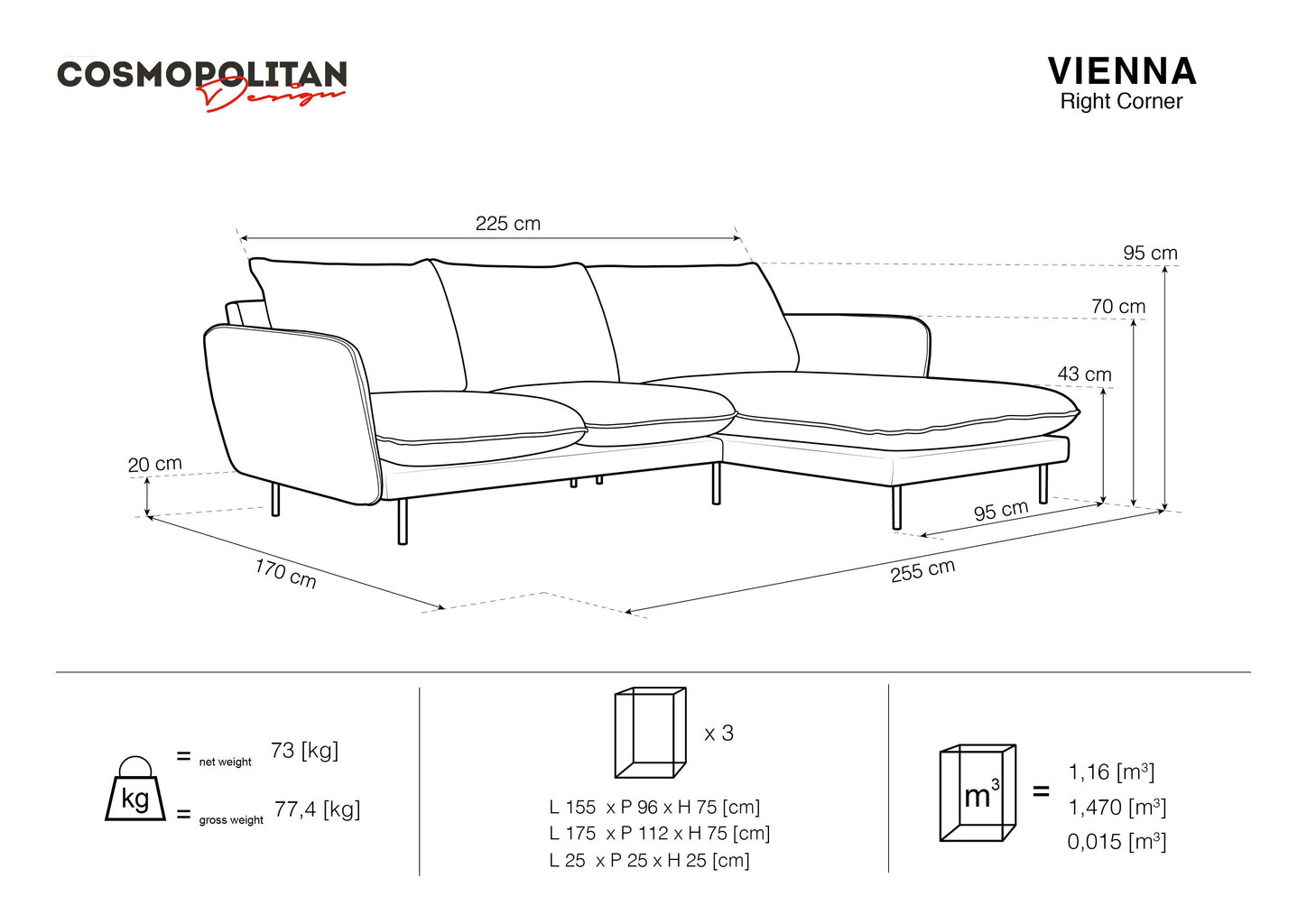 Pehme nurgadiivan Cosmopolitan Design Vienna, roosa/must hind ja info | Nurgadiivanid ja nurgadiivanvoodid | hansapost.ee