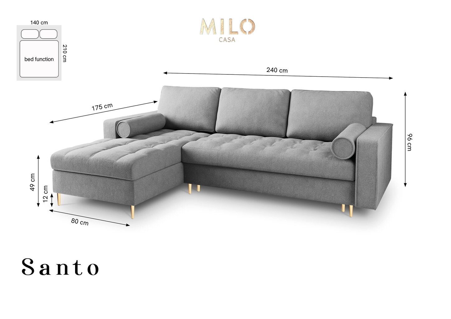 Pehme nurgadiivan Milo Casa Santo 5S, beeži värvi hind ja info | Nurgadiivanid ja nurgadiivanvoodid | hansapost.ee
