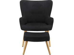 Кресло с подножкой Notio Living Chanel, черное цена и информация | Кресла | hansapost.ee