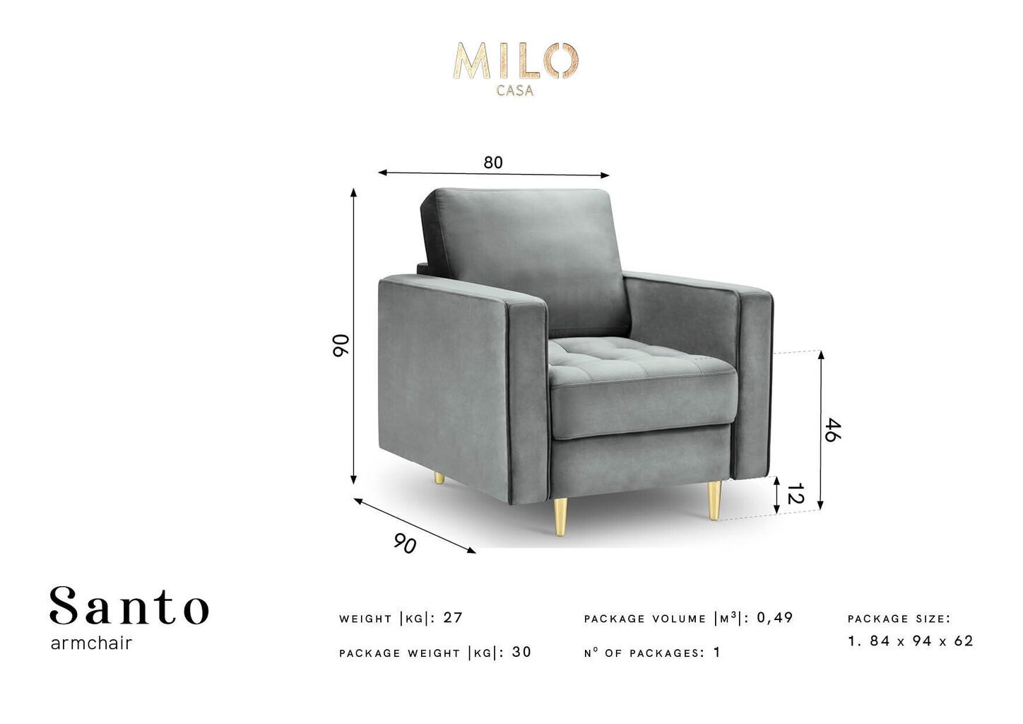 Tugitool Milo Casa Santo, roheline/kuldne hind ja info | Tugitoolid | hansapost.ee