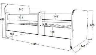 Кровать с матрасом Ami 23, 140x70cм цена и информация | Детские кровати | hansapost.ee