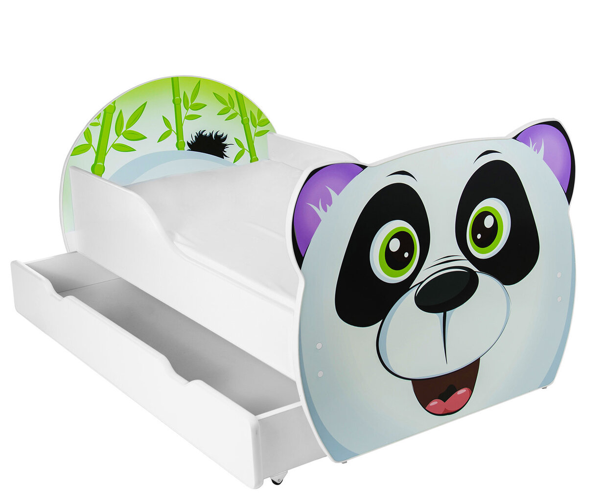 Voodi madratsi ja voodipesukastiga Panda, 140 x 80 cm, valge/must цена и информация | Lastevoodid | hansapost.ee