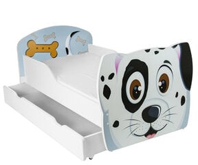 Кровать с матрасом и ящиком для постельного белья Далмантин, 140 x 80 см, белая/черная цена и информация | Детские кровати | hansapost.ee