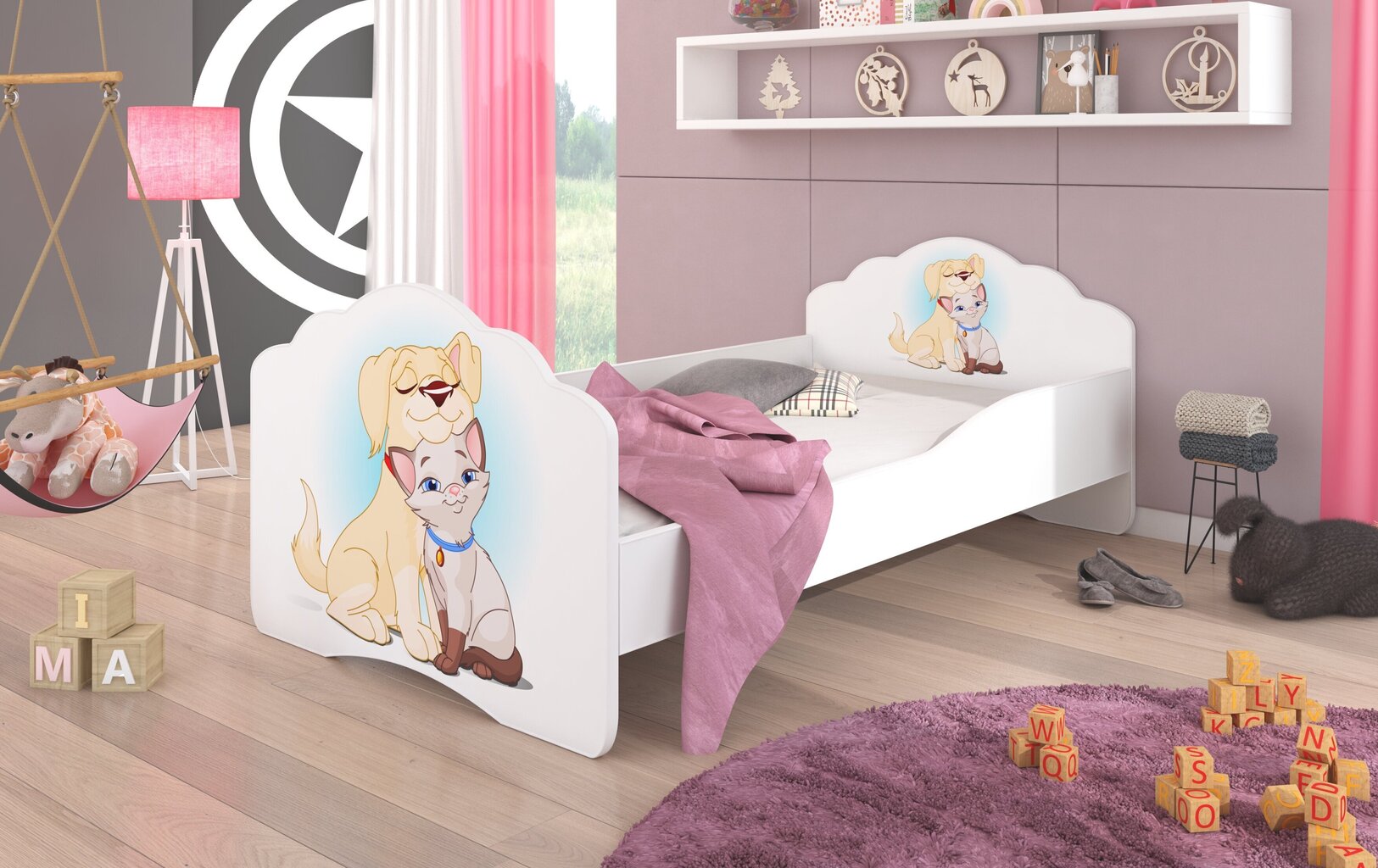 Lastevoodi ADRK Furniture Casimo Dog and Cat, 140x70cm цена и информация | Lastevoodid | hansapost.ee