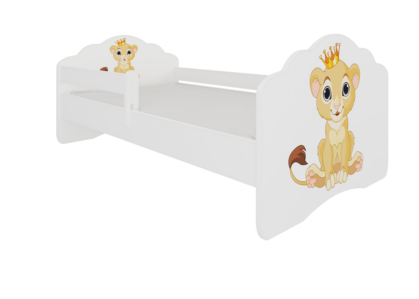 Lastevoodi eemaldatava turvapiirdega ADRK Furniture Casimo Lion, 80x160 cm цена и информация | Lastevoodid | hansapost.ee