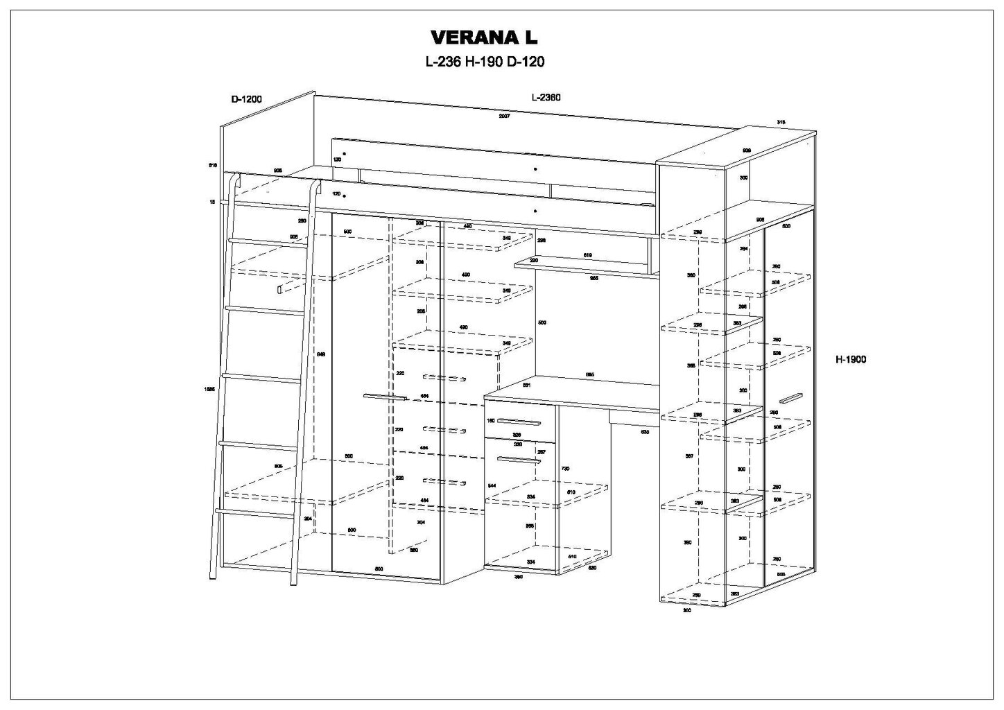 Narivoodi Meblocross Verana L, 200x90 cm, pruun/sinine hind ja info | Lastevoodid | hansapost.ee