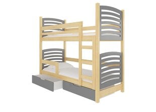 Кровать двухъярусная Osuna, 180x75 см, серая / коричневая цена и информация | Детские кровати | hansapost.ee