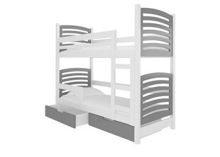 Кровать двухъярусная Osuna, 180x75 см, серая/белая цена и информация | Детские кровати | hansapost.ee