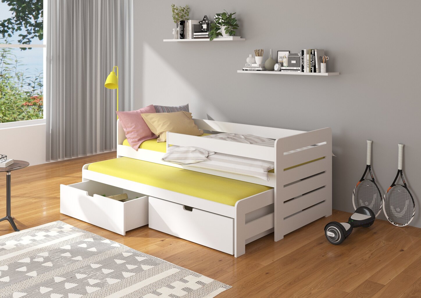 Lastevoodi ADRK Furniture Tomi 180x80 küljekaitsega, valge hind ja info | Lastevoodid | hansapost.ee