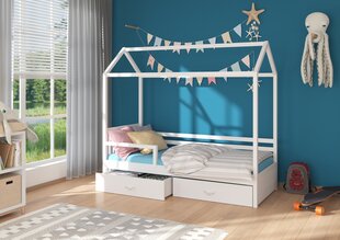 Voodi ADRK Furniture Rose 90x200 cm küljekaitsega, valge цена и информация | Детские кровати | hansapost.ee