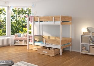Двухъярусная кровать ADRK Furniture Etiona 80x180cm, белая/коричневя цена и информация | Детские кровати | hansapost.ee