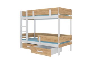 Двухъярусная кровать ADRK Furniture Etiona 80x180cm, белая/коричневя цена и информация | Детскиe кровати | hansapost.ee