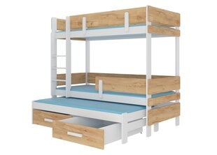 Narivoodi ADRK Furniture Etapo 90x200cm, valge/pruun hind ja info | Lastevoodid | hansapost.ee