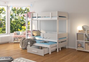 Кровать двухъярусная ADRK Furniture Etapo 90x200 см, белая/серая цена и информация | Детские кровати | hansapost.ee