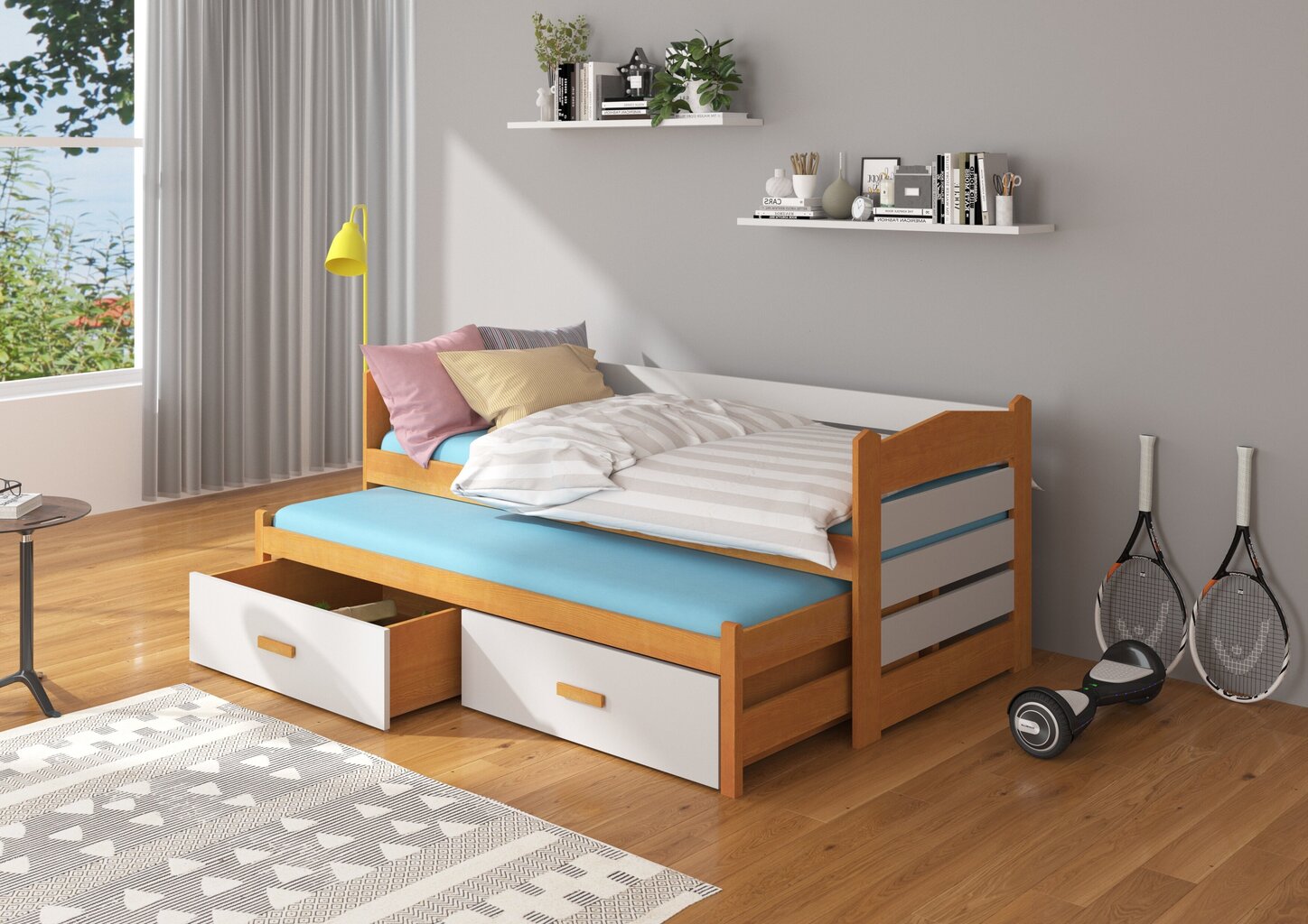 Lastevoodi Adrk Furniture Tiarro 80x180 cm, pruun/hall hind ja info | Lastevoodid | hansapost.ee