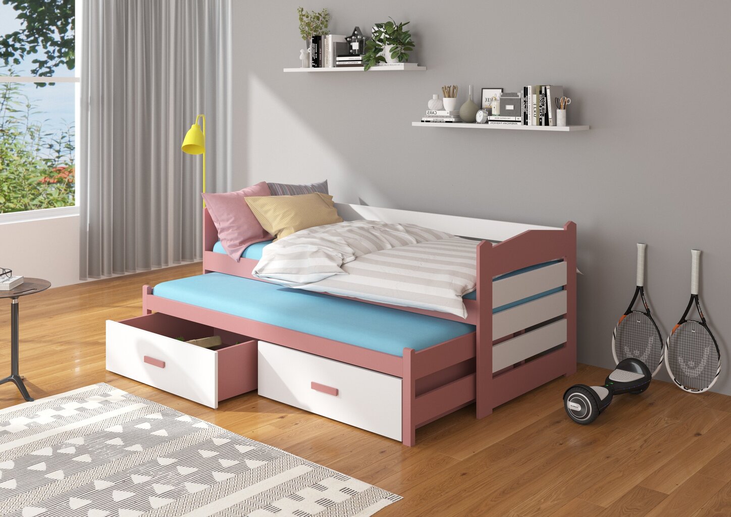 Lastevoodi Adrk Furniture Tiarro 80x180 cm, roosa/valge цена и информация | Lastevoodid | hansapost.ee