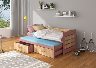 Voodi ADRK Furniture Tiarro 80x180 cm, pruun/roosa цена и информация | Детские кровати | hansapost.ee