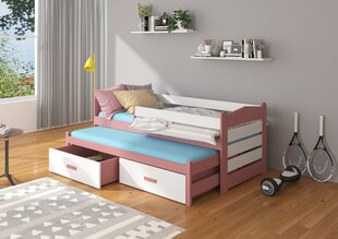 Lastevoodi Adrk Furniture Tiarro 80x180 cm koos küljekaitsega, roosa/valge цена и информация | Детские кровати | hansapost.ee