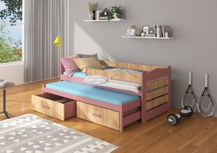 Voodi ADRK Furniture Tiarro 90x200 cm küljekaitsega, pruun/roosa цена и информация | Детские кровати | hansapost.ee