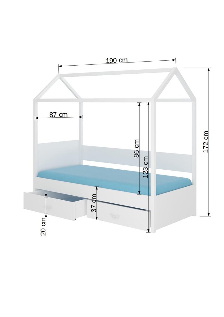 Voodi ADRK Furniture Otello 80x180 cm, pruun/valge цена и информация | Lastevoodid | hansapost.ee